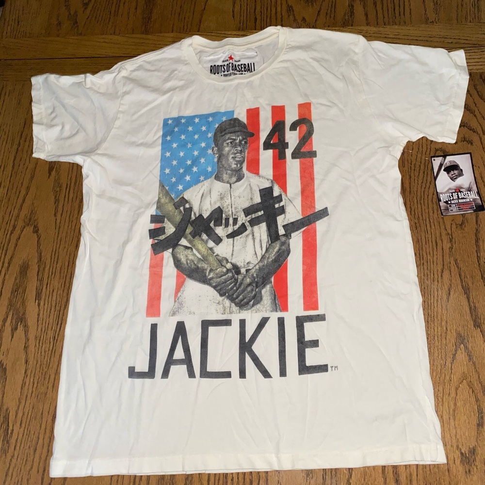 Roots of fight Jackie Robinson baseball shirt large